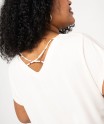 Tee-shirt à manches courtes à double col V femme grande taille
